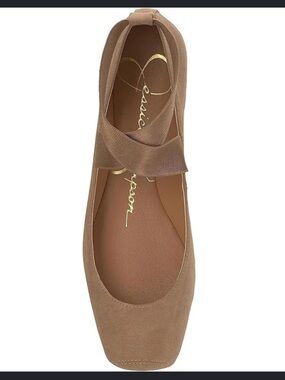 Jessica Simpson Nude/Tan Cross-Strap Mandalaye Ballet Flats